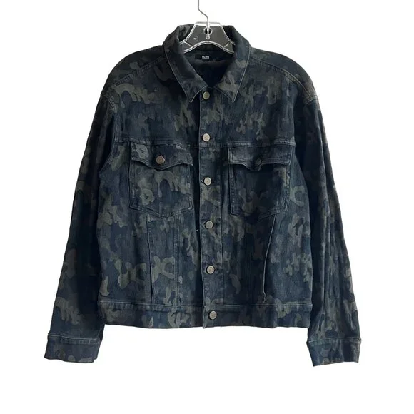Made Gold dark green olive camo denim coord set skinny jeans + jean jacket